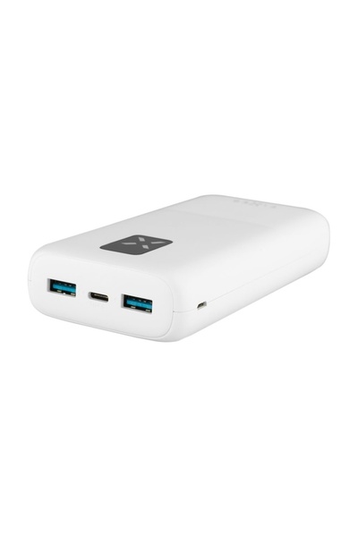 FIXED External Battery 20000mAh, 20W Fast Charging, 2x USB + 1x Type-C, LCD Display, White