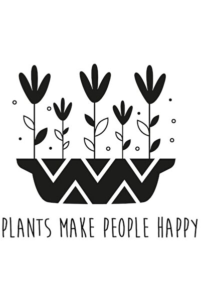 OEM Autocolant cu mesajul „Plantele fac oamenii fericiți”, Plante în vază, Iu...