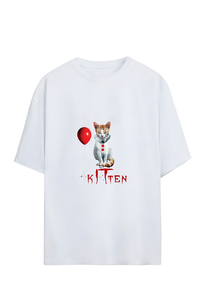 GraffTee Tricou unisex oversize din bumbac KITTEN