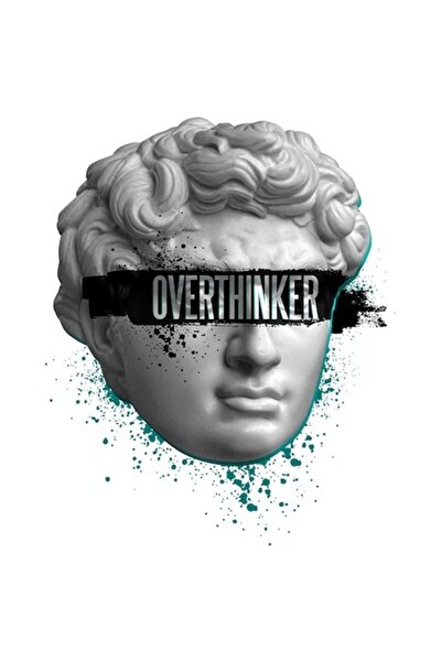 OEM Autocolant personalizat statuie greacă „Overthinker” cu margini albe, vin...