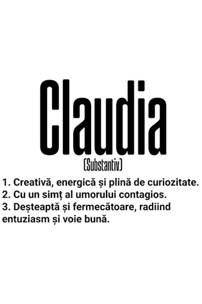 OEM Αυτοκόλλητο με το όνομα "Claudia" και παρακινητικό μήνυμα, λευκό περίγραμ...