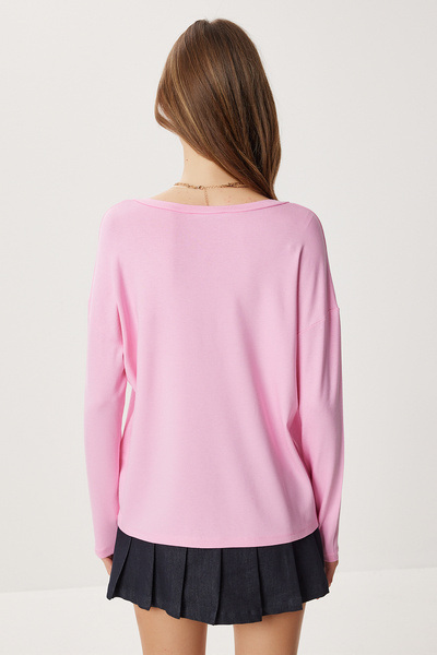 Lovelyİstanbul V-Neck Knitwear Blouse Lub0047 Pink