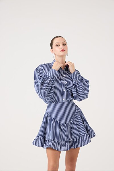 HOLLY LOLLY Mini rochie Ashley cu aspect corset albastru