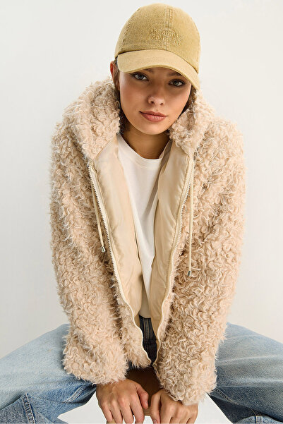 Bianco Lucci Women's Hooded Lined Teddy Coat 2818 60281117