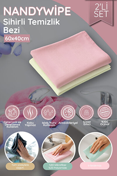 Nandy Home Set of 2 Nandywipe Magic Cleaning Cloth - Cleaning Cloth Set - Pastel