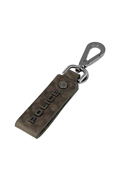 Police Droid Leather Keyring Green