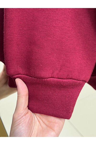 BENAHOLL Μπλούζα Banu Yandan με οβάλ τσέπες oversized με κουκούλα και τρεις κορδόνια Sweat-ZN1644 Claret Red