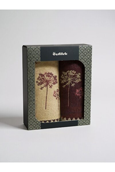 Özdilek Erba Seca 2-Piece Embroidered Boxed Towel Set – 100% Cotton, Soft and Stylish 50×90 cm