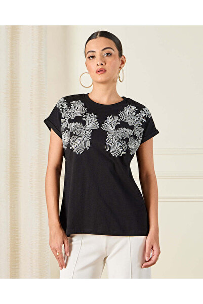 REDTAG Women Black Embellished Top