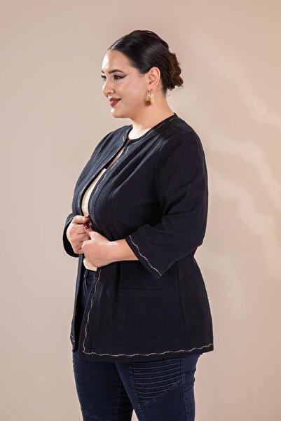 Roxxlen Γυναικείο μπουφάν με κέντημα σε μαύρο χρώμα