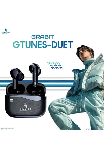 Grabit GTUNES-DUET True Wireless Earbuds | 25dB ANC | Dual Connectivity | Quad-Mic | Blue