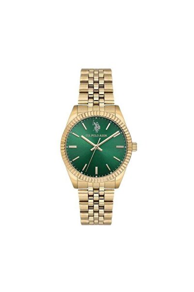 U.S. Polo Assn. Novelties Green Dial Gold Stainless Steel Bracelet Analog Wat...