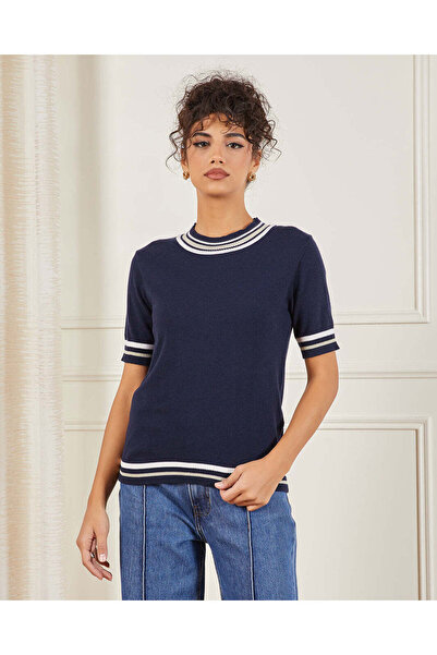 REDTAG Women Navy Knitted Top