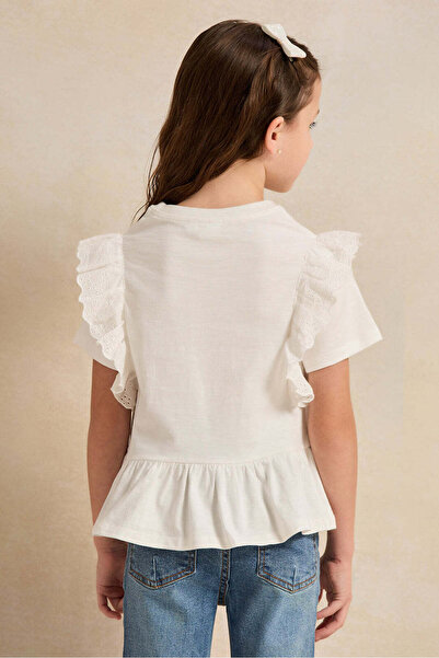 REDTAG Girls White Embellished Top