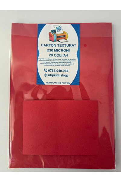 NBPRINT Textured red A4 cardstock, 230 microns, 20 sheets – leather-like
