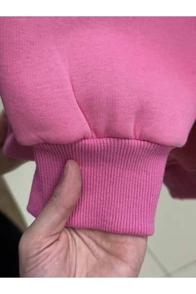 BENAHOLL Μπλούζα Banu Yandan με οβάλ τσέπες oversized με κουκούλα και τρεις κορδόνια Sweat-ZN1644 Ροζ