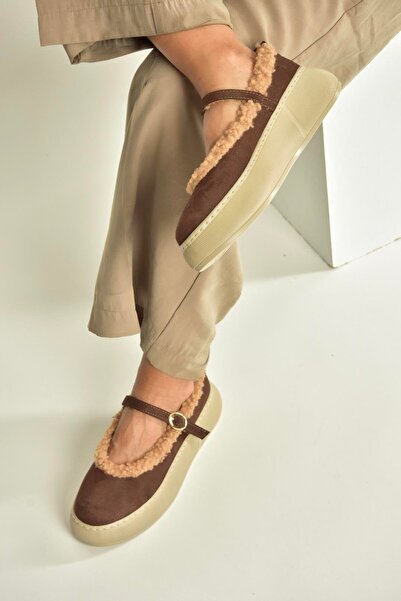 Fox Shoes V811269502 Brown Suede Casual Women's Shoes with Fur Inside