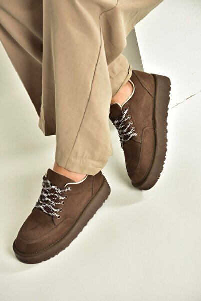 Fox Shoes V602045402 Brown Suede Thick Soled Casual Women's Shoes
