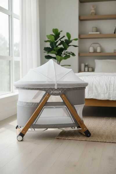 Kiwi Zoody 3 in 1 Bebek Beşiği – Portatif, Sallanabilir, Anne Yanı ve Oyun Parkı Özellikli Beşik