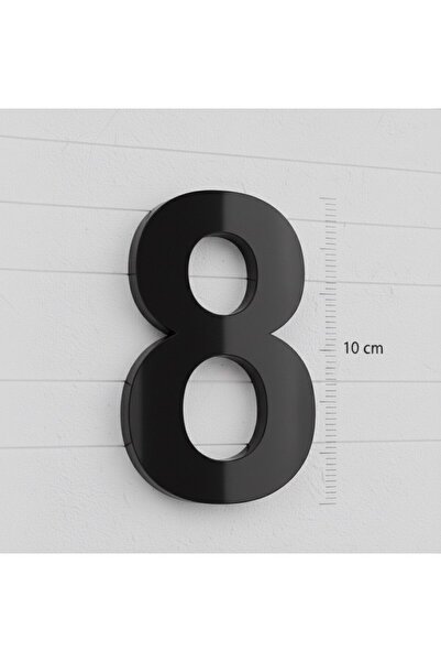 Aras Vizyon Tasarım Kapı Numarası 10 cm NO 8- 3mm Parlak Siyah Pleksi Yapışka...