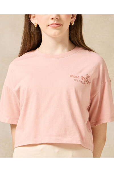 REDTAG Senior Girls Pink And Cream Twofer Top
