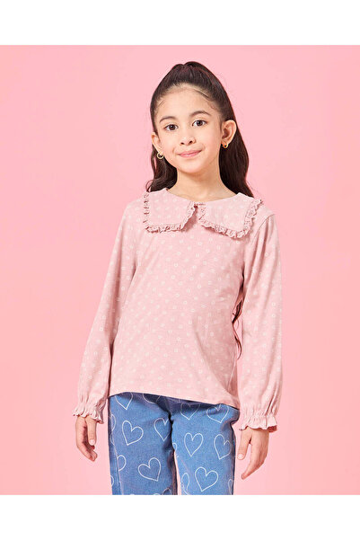 REDTAG Girls Pink Printed Top