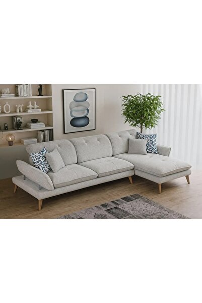 Vivense COSY KÖŞE KOLTUK, AHŞAP AYAK, SAĞ KÖŞE, AÇIK GRİ