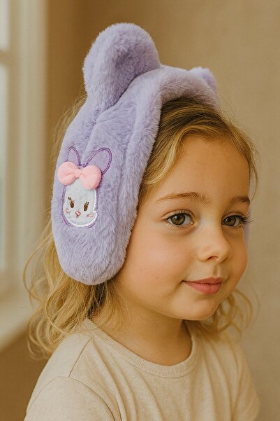 TAKIŞTIR Children's Plush Headphones with Lilac Color Teddy Bear Figure