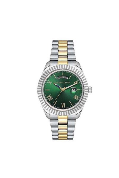 U.S. Polo Assn. Novelties Green Dial Silver Stainless Steel Bracelet Analog W...
