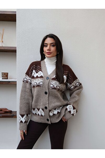 ESRAHELVACI Ζακέτα με κουμπιά με σχέδιο V-λαιμόκοψη