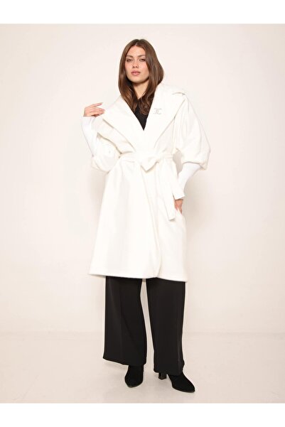 Coral 7874 Sleeve Tip Wide Ribbed Coat White