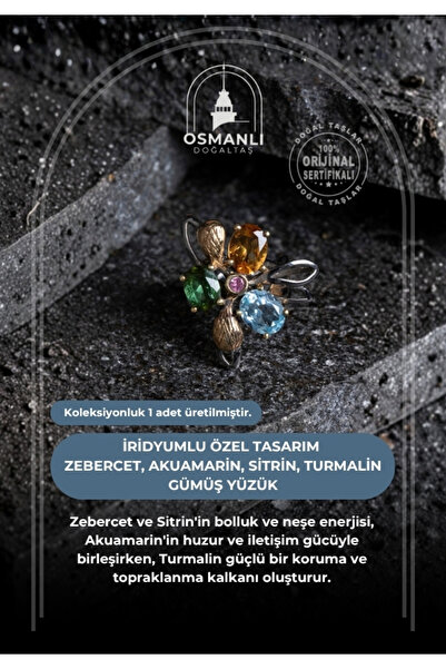 OSMANLI DOĞAL TAŞ Sertifikalı Aquamarin, İridyumlu Zebercet, Akuamarin, Sitri...