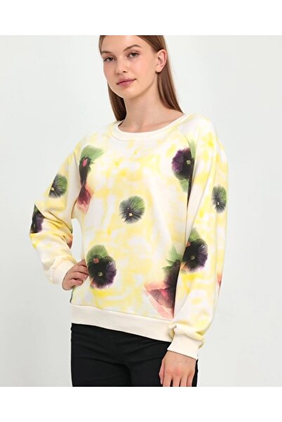 The Women's Cream Printed Crew Neck Sweatshirt – 100% Cotton 3 Thread Comfortable Fit Without Sharding