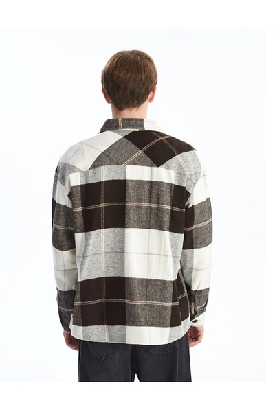 LC Waikiki XSIDE Kahverengi Rahat Kalıp Uzun Kollu Erkek Gömlek Ceket