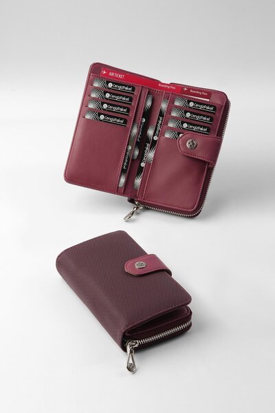 CENGİZ PAKEL Magnetic Medium Size Women's Wallet – 65231L - Plum