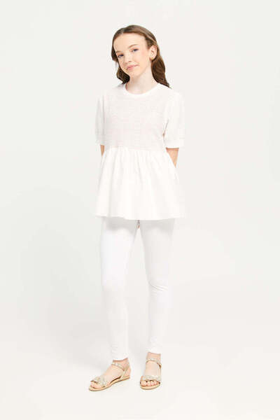 REDTAG Senior Girls Pink And White Embellished Top