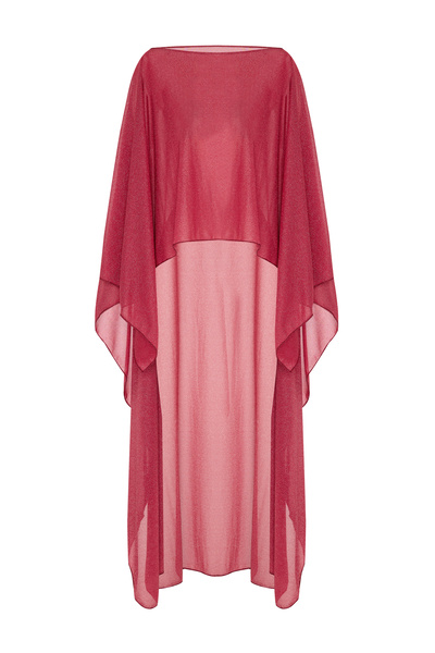AQUELLA Silvery Crepe Burgundy Kaftan
