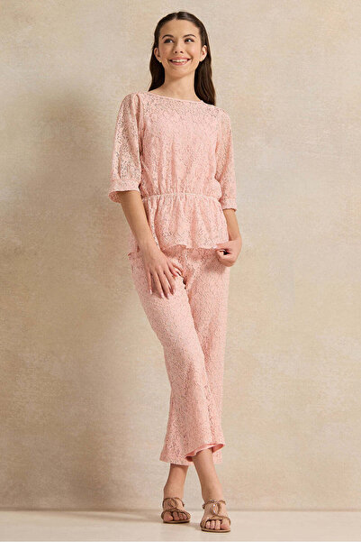 REDTAG Senior Girls Pink Mesh Peplum Top