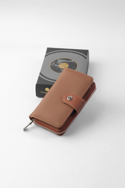 CENGİZ PAKEL Magnetic Medium Size Women's Wallet – 65231L - Tan