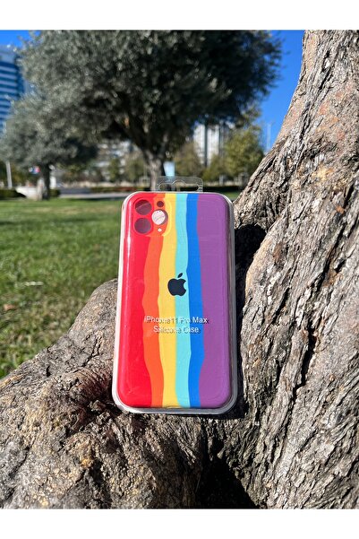 Jetmobil حافظة آيفون 11 برو ماكس المتوافقة مع الشعار بألوان قوس قزح