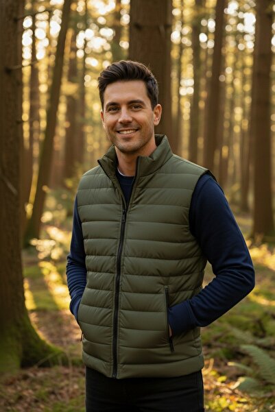 OTAKU Ανδρικό φουσκωτό γιλέκο με καπιτονέ επένδυση με διπλή τσέπη