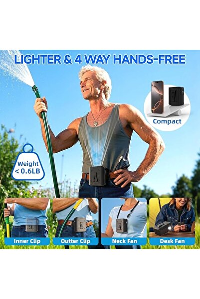Auto Family FZE Portable Hanging Waist Fan – Rechargeable Hands-Free Cooling Fan with Digital Display for Outdoor