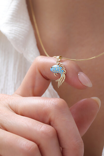 YAVUZ KUYUMCULUK 14 Ayar Altın Küp Zincir Balık Kolye