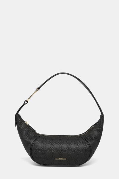 Vakko Black Monogram Leather Bag