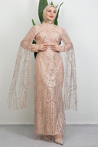 GİYZAMİLA Duru Taşlı Abiye Gold