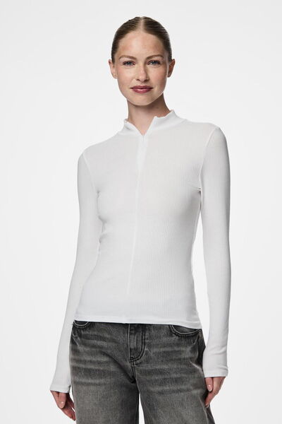 PIECES Γυναικείο φούτερ με μακρυμάνικο φερμουάρ από οργανικό βαμβάκι με ριμπ υφή – σε κιτ