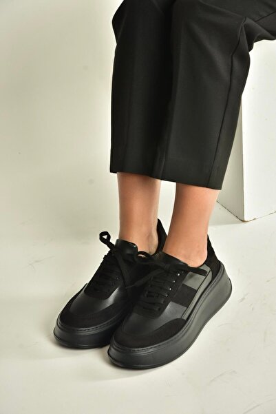 Fox Shoes V274949109 Black Thick Soled Sports Shoes Sneakers