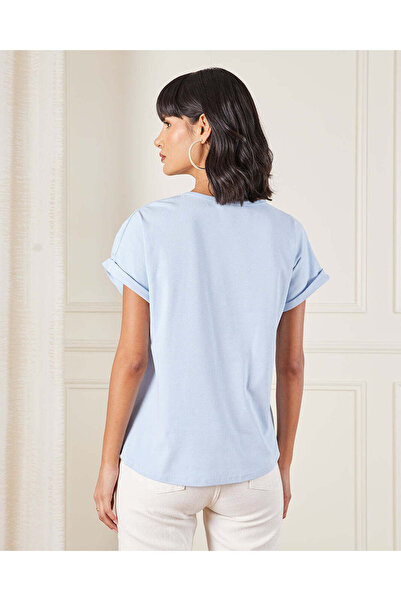 REDTAG Women Blue Pearl Jersey Top