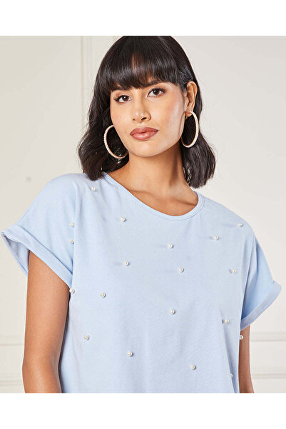 REDTAG Women Blue Pearl Jersey Top