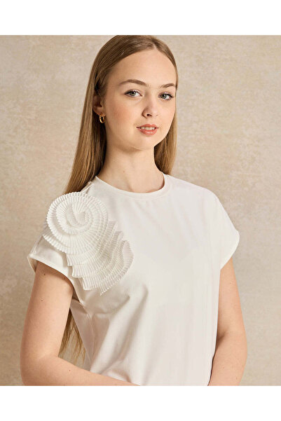 REDTAG Senior Girls White Embellished Top
